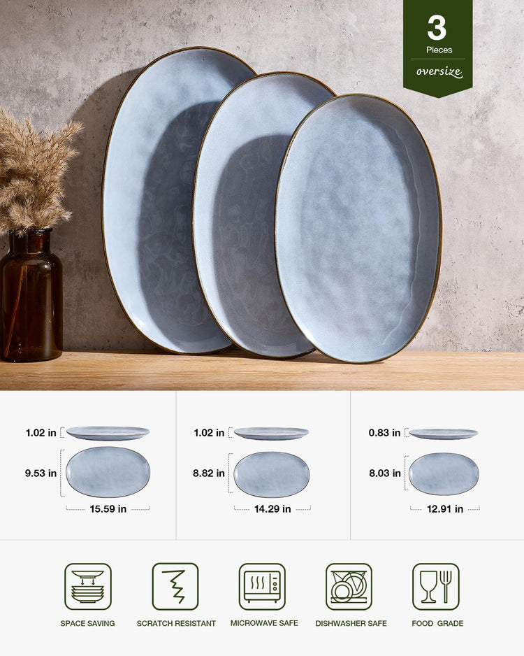 Serving Platters Set of 3 Sizes (15 Count)