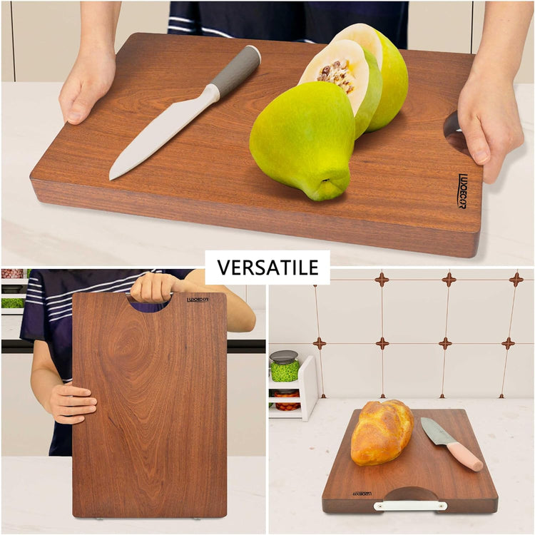 Real Solid Wood Cutting Board- Single Piece Wooden Cutting Board No Splicing&Glue, Sapele Wood Cutting Boards Of 17.7 * 11.8 * 1.2in Heavy Duty