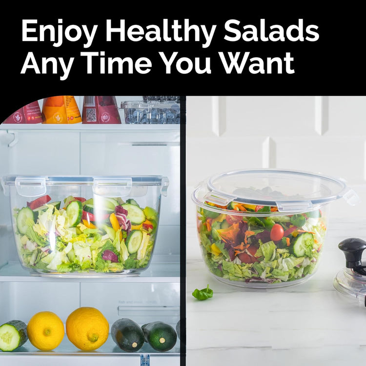 Joined Salad Spinner with Storage Lid, Drain, Bowl, and Colander - Quick and Easy Multi-Use Lettuce Spinner, Vegetable Dryer, Fruit Washer, Pasta and Fries Spinner - 3.7 Qt