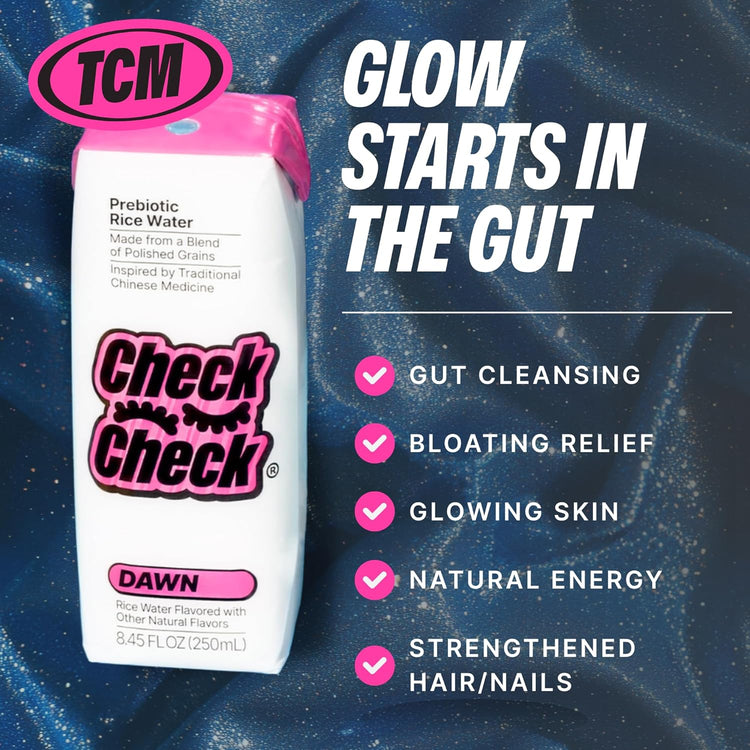 CheckCheck Prebiotic Rice Water, Dawn and Dusk Variety, 12 Pack, 8.45 Fl Oz Bottles (12 Pack, Dawn)