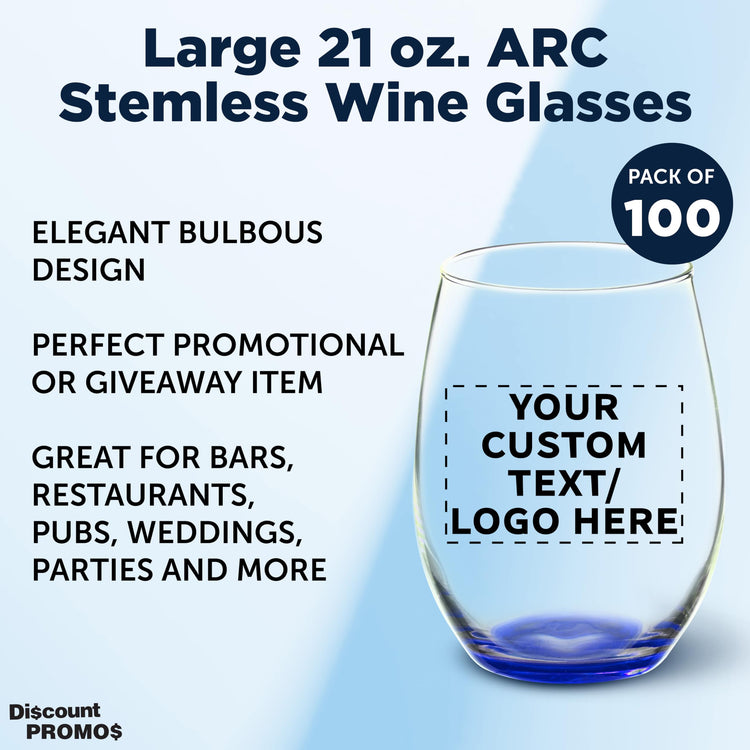 100 ARC Stemless Wine Glasses Set (100 Count)