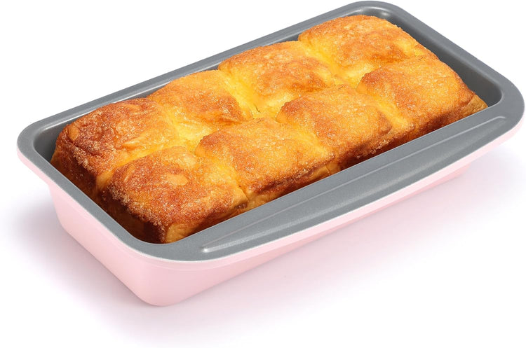 Monfish Loaf Pans for Home Baking Bread, 2lb loaf bread pan Carbon Steel loaf cake Tin 11x5 inch Pink 9x5 1lb bread Pan Mold gray Non Stick coating (pink)