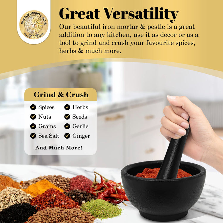 Cast Iron Cauldron Mortar and Pestle Set