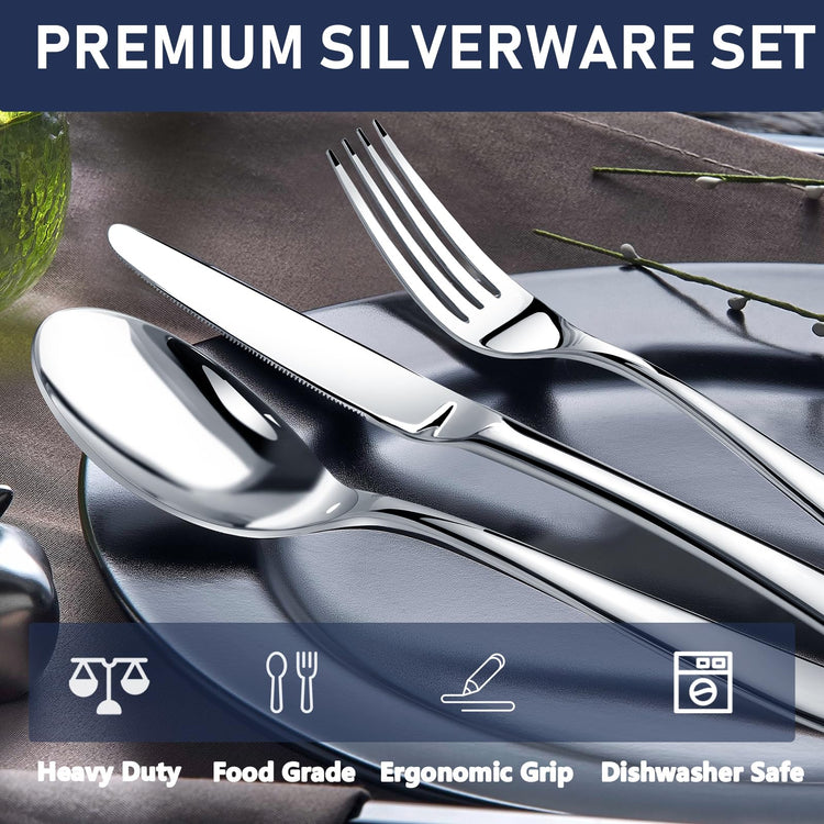 Heavy Duty Silverware Set for 8 (40 Count)