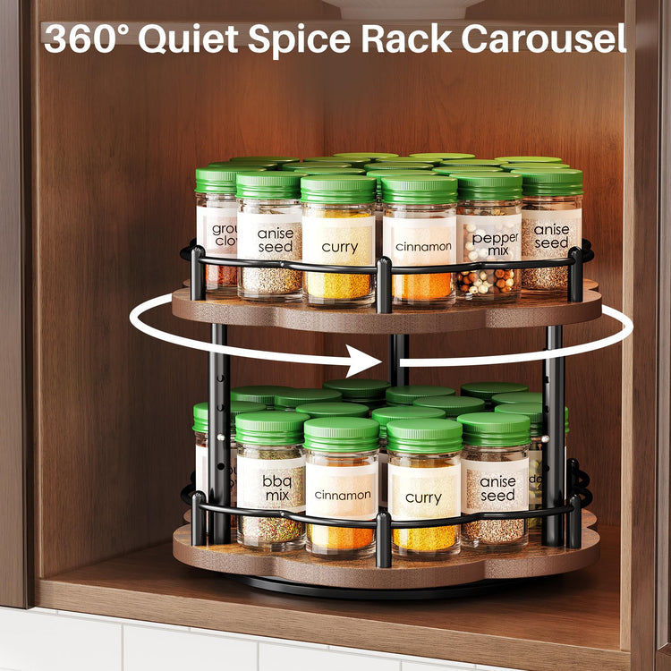 2 Tier Lazy Susan Spice Rack Organizer for Cabinet