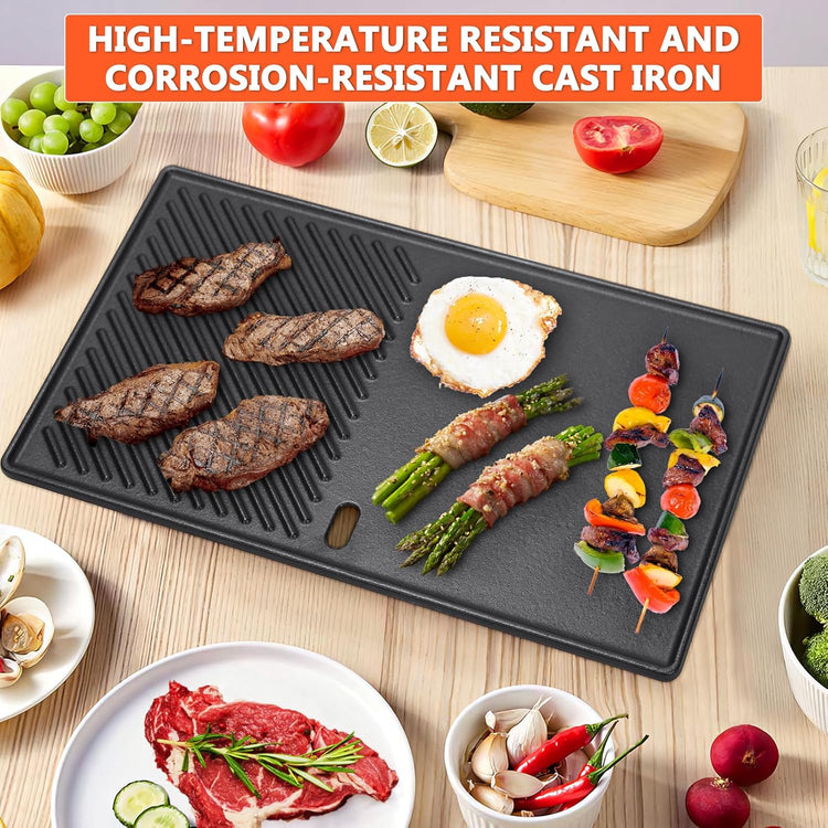 QuliMetal 7637 Reversible Cast Iron Grill Griddle for Weber Spirit E-210, Spirit 200, GS4 Spirit II 200 Series Grills (Front Control Knobs) β 17.5-Inch Grill Griddle Replacement, 1 Pack