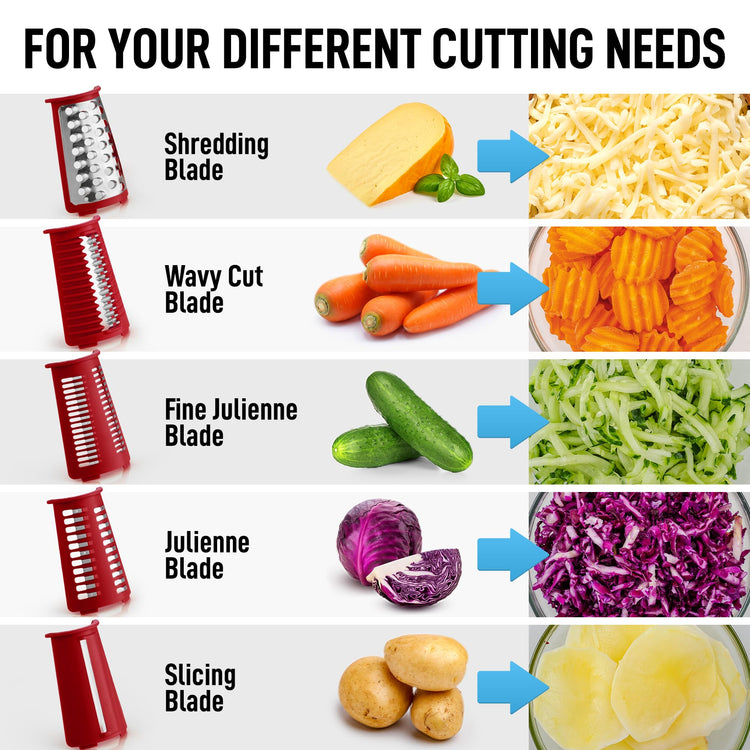 Rotary Cheese Grater 5 Blade Cheese Shredder