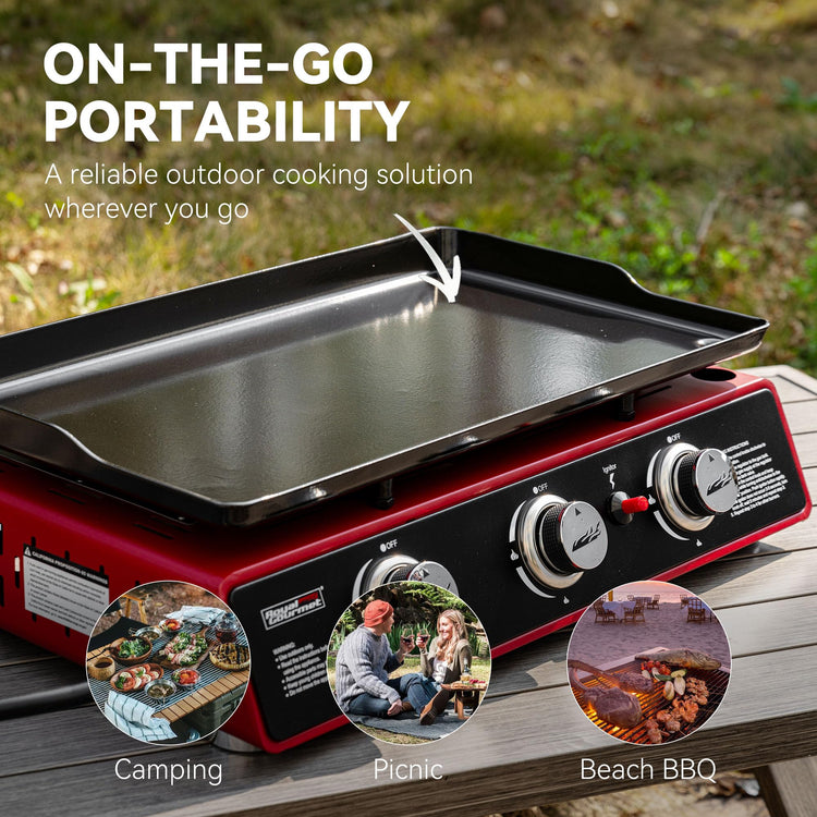 PD1301R 3 Burner Tabletop Propane Gas Griddle with Cover