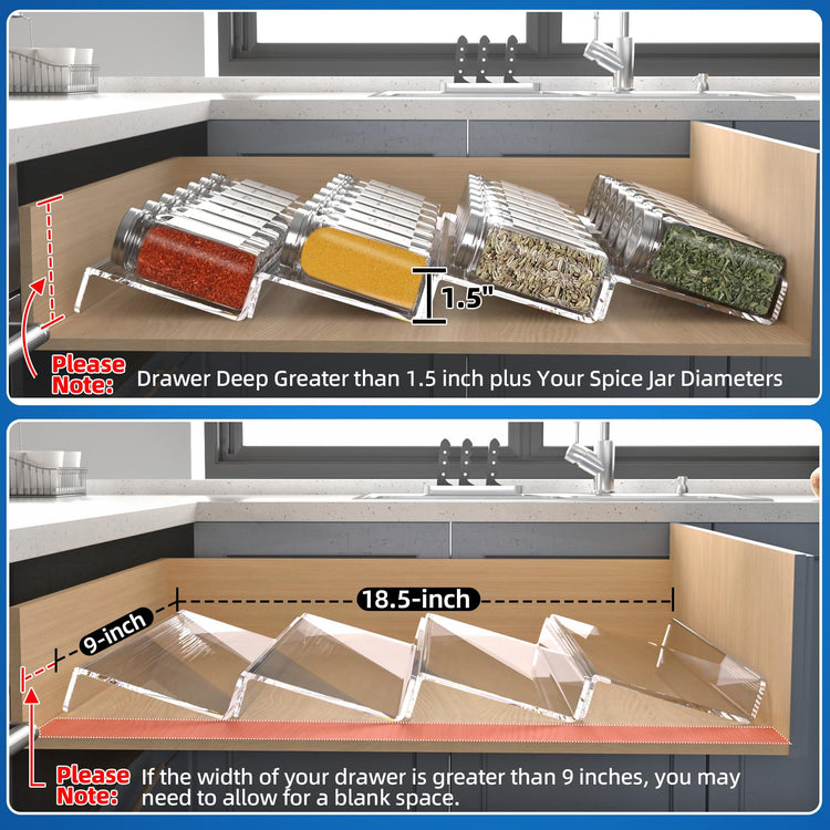 Clear Acrylic Spice Drawer Organizer (4 Count)