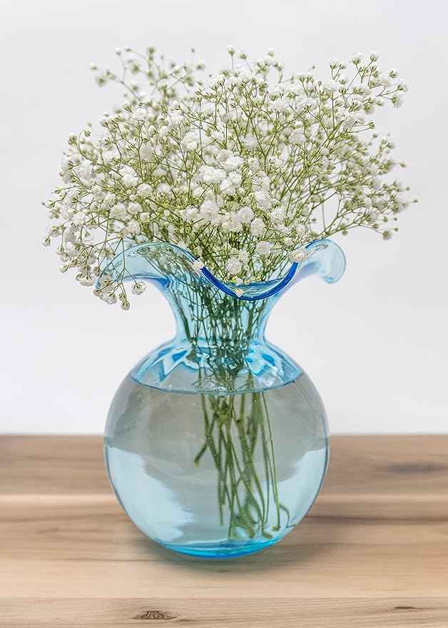 Hibiscus Glass Aqua Medium Fluted Vase