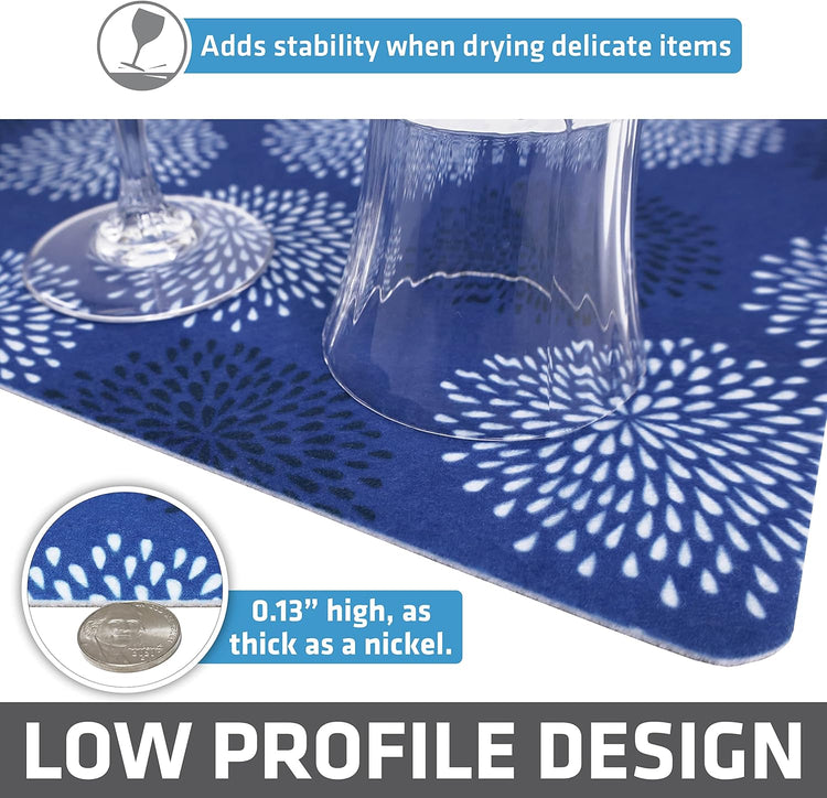 Drymate XL Dish Drying Mat, Oversized (19”x24”), Low-Profile, Super Absorbent, Quick Dry Fabric, Waterproof & Slip-Resistant, for Kitchen Counter, Trimmable, Easy to Clean (USA Made)(GoodBlue)