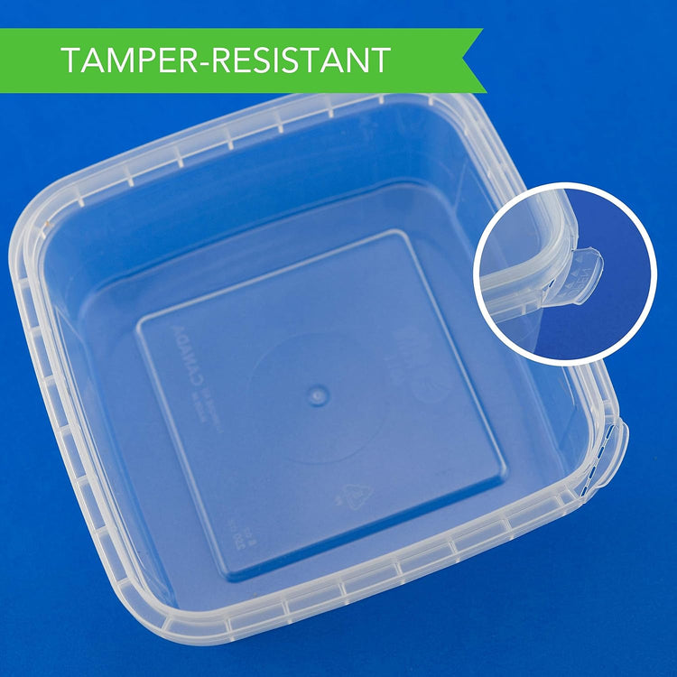 NYHI 8 oz 20 Pack Square Clear Deli Containers with Lids Disposable BPA Free Square Plastic Food Storage Containers with Lids Airtight for Meal Prep Take Out Kitchen