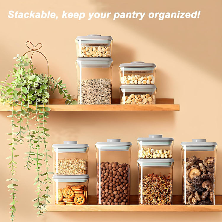 Airtight Food Storage Containers with Lids Pop Up Containers Pasta Organizer for Kitchen Pantry Cereal Snack Flour Sugar Coffee (3pc 1200ml / 1.26qt)