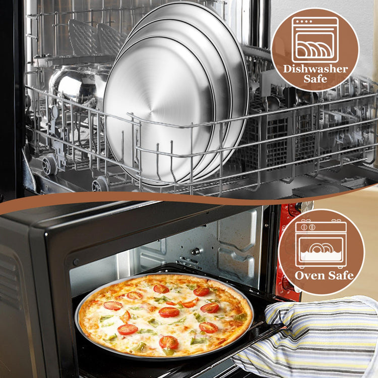 Pizza Pan, 9/10/12 Inch Stainless Steel Pizza Pans Trays Set of 3 (8.66 Count)