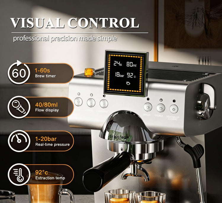 CB2 20 Bar Espresso Machine with Milk Frother Steam 1350W Silver