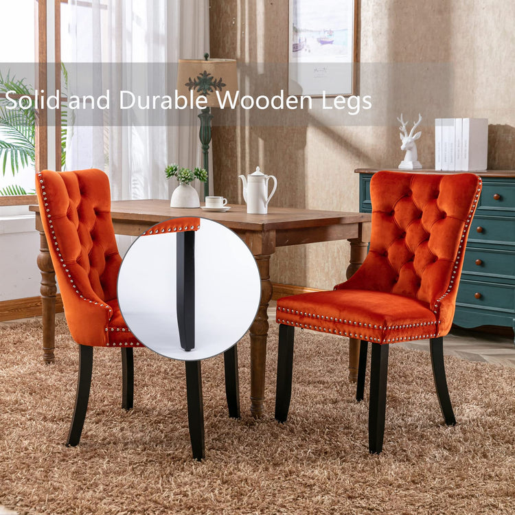 Orange Velvet Dining Chairs Set of 6 (6 Count)