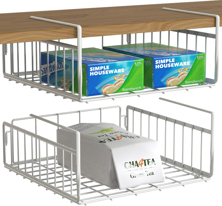 2 Pack Under Shelf Wire Metal Basket Shelf (2 Count)