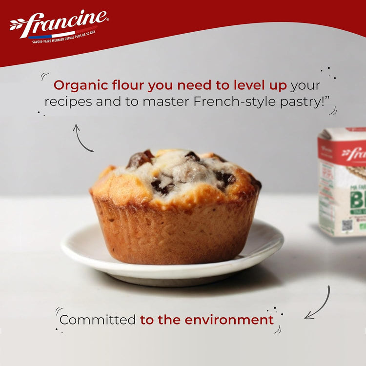 Francine Farne de Ble Bio - French T55 Organic All Purpose Flour (3 Pack, Total of 3kg) - Nestoria