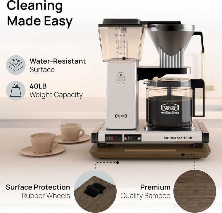 Ibyx Elegant Sliding Tray for Your Coffee Maker & Heavy Kitchen Appliances - Sturdy, Slides Easily from Under The Cabinet (Brown, 13βW x 10.5βD)