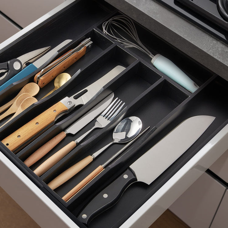 2 Piece Expandable Bamboo Kitchen Drawer Organizer for Cutlery and Utensils (2 Count)