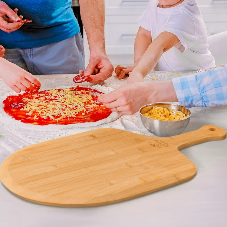 Zulay Kitchen Bamboo Pizza Peel – Large 15” Wooden Pizza Paddle with Long Handle – Easy-Glide Beveled Edge for Baking, Transferring & Serving – Durable Pizza Board for Oven, Stone & Grill