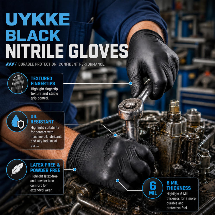 Gloves Nitrile Gloves Disposable Latex Rubber Black Gloves Black Nitrile Latex Gloves Medium Disposable Glove Rubber Nitrile Glove HEAVY DUTY 6 Mil Glove (1000 Count)