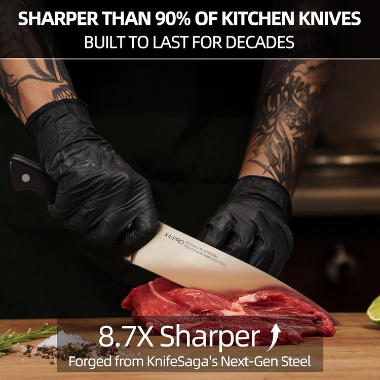 Knife Set, 15 Pcs Kitchen Knife Block Set, Enduring Razor-Sharp Japanese High Carbon Stainless Steel Chef Knife Set with Block and Sharpener, Premium Knives Set for Kitchen, Black Acacia