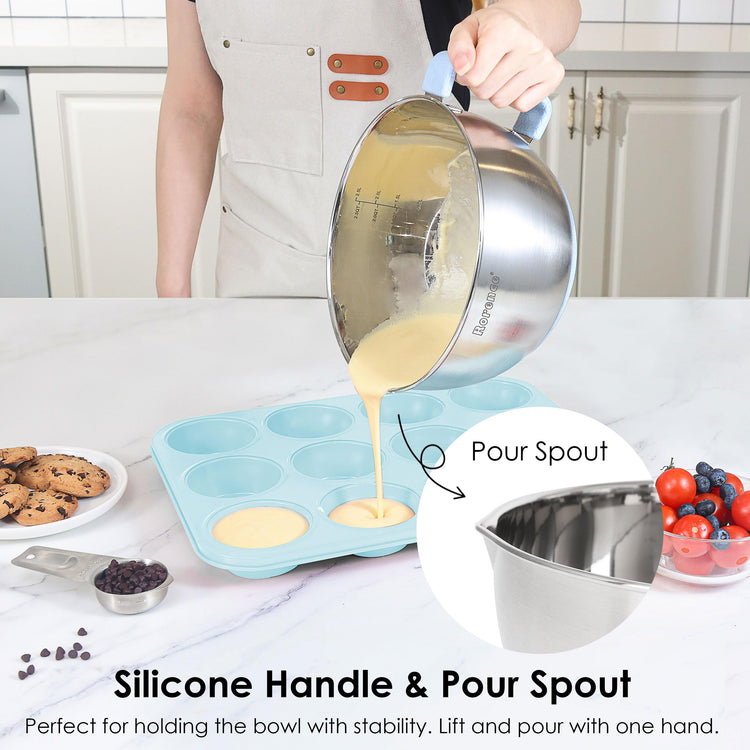 Stainless Steel Mixing Bowls Set with Lids (3 Count)