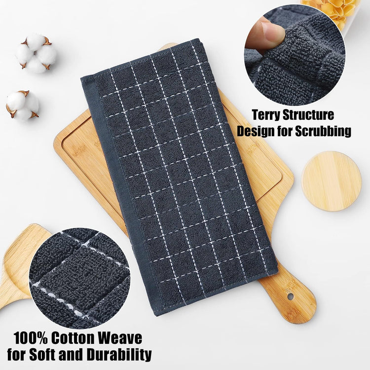 100% Cotton Terry Kitchen Dish Cloths (12 Count)