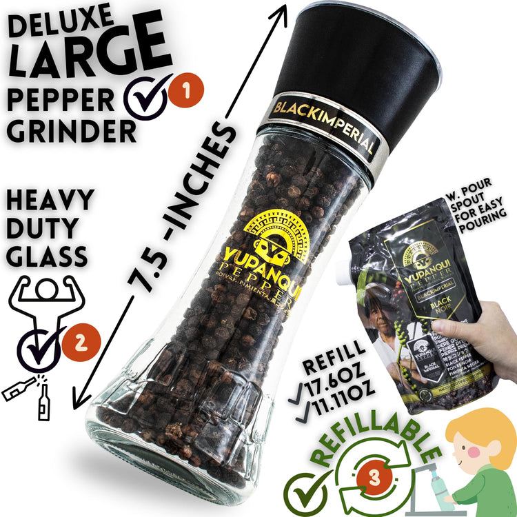 Black Pepper Grinder Manual 3.5oz Gourmet Black Peppercorn Grinder (3.5 Ounce)