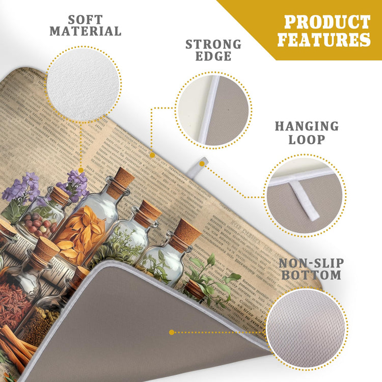 Herbs Kitchen Dish Drying Mat