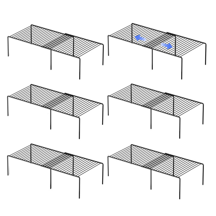Expandable Metal Rustproof Kitchen Counter Shelf Rack (6 Count)