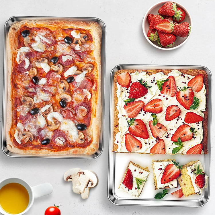 9 x 13 Inch Stainless Steel Quarter Sheet Pan for Toaster Oven (2 Count)