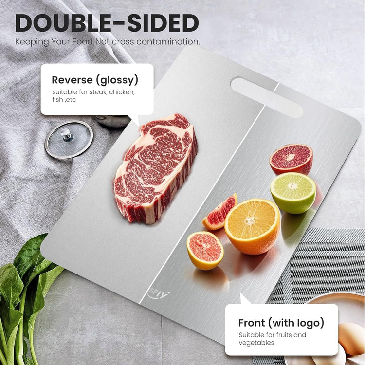 New Titanium Cutting Board - 100% Pure Titanium Cutting Boards For Kitchen,Easy to clean, Double-sided food-grade Cutting Board For Cutting Meats, Fruits And Vegetables(18 * 12)