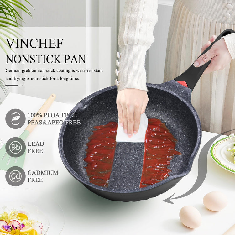 11 Inch 5QT Durable Deep Nonstick Skillet with Lid