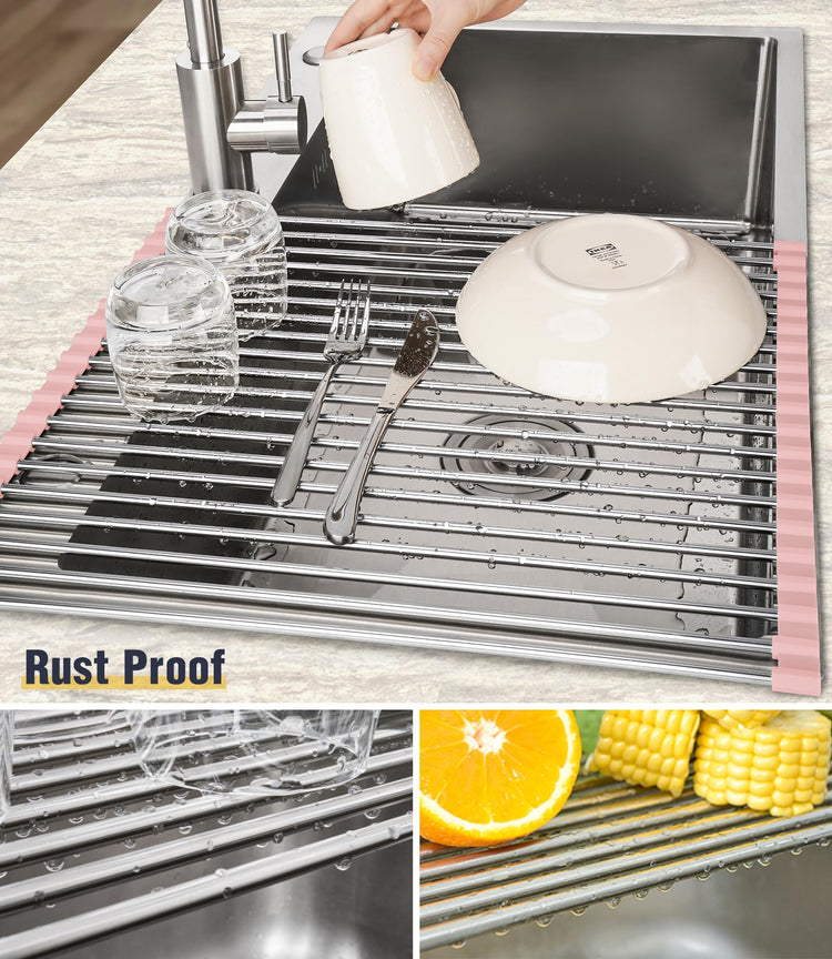 Roll Up Dish Drying Rack Over Sink