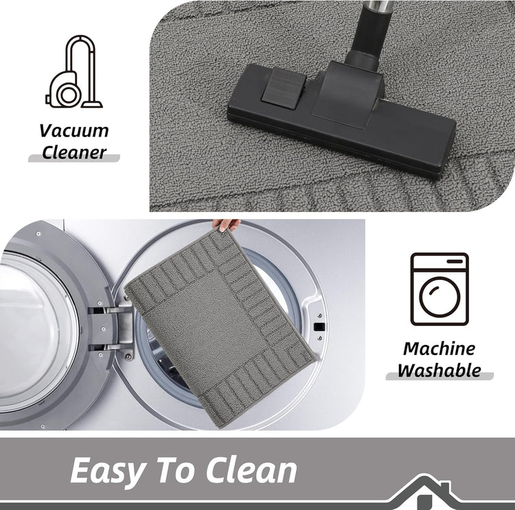 BEQHAUSE-Kitchen-Rugs-Washable-Kitchen-Mats-for-Floor Non-Slip Kitchen Mat Absorbent Kitchen Runner Rug with TPR Non Skid Backing,Grey, 24”x71”