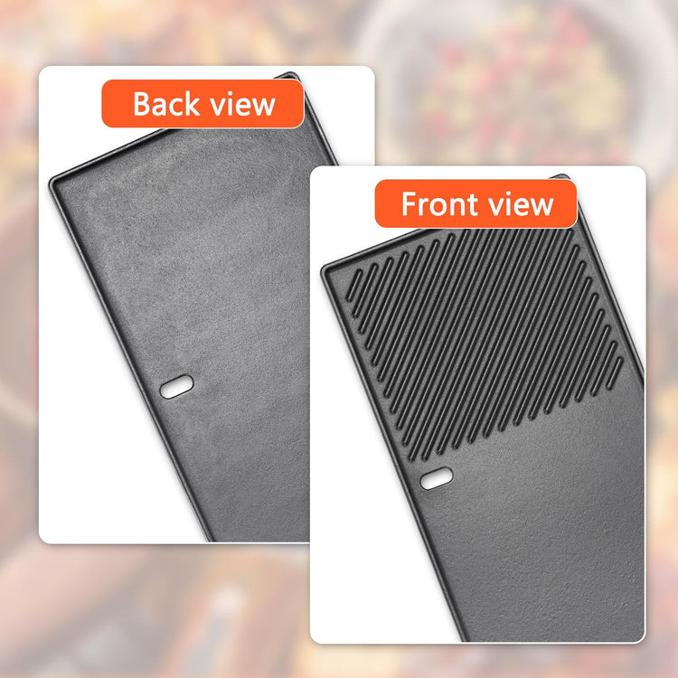 QuliMetal 7637 Reversible Cast Iron Grill Griddle for Weber Spirit E-210, Spirit 200, GS4 Spirit II 200 Series Grills (Front Control Knobs) β 17.5-Inch Grill Griddle Replacement, 1 Pack