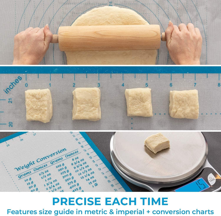 XXL Silicone Pastry Mat β Non-Slip, Easy-Clean Rolling Mat for Dough, Cookies, Pizza & Fondant β Extra Large 23.5β x 31.5β Baking Mat with Printed Measurements & Conversion Chart