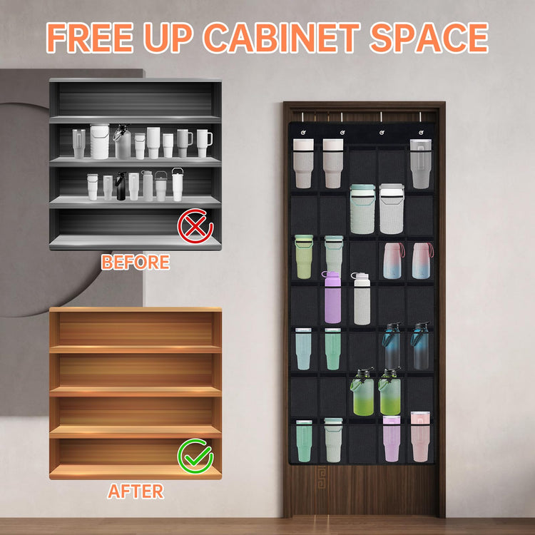 35 Pockets Door Hanging Cup Organizer Fit for Stanley Tumbler (35 Count)