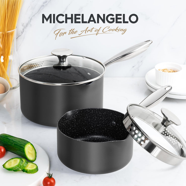 Hard Anodized Saucepan Set with Lids (2 Count)