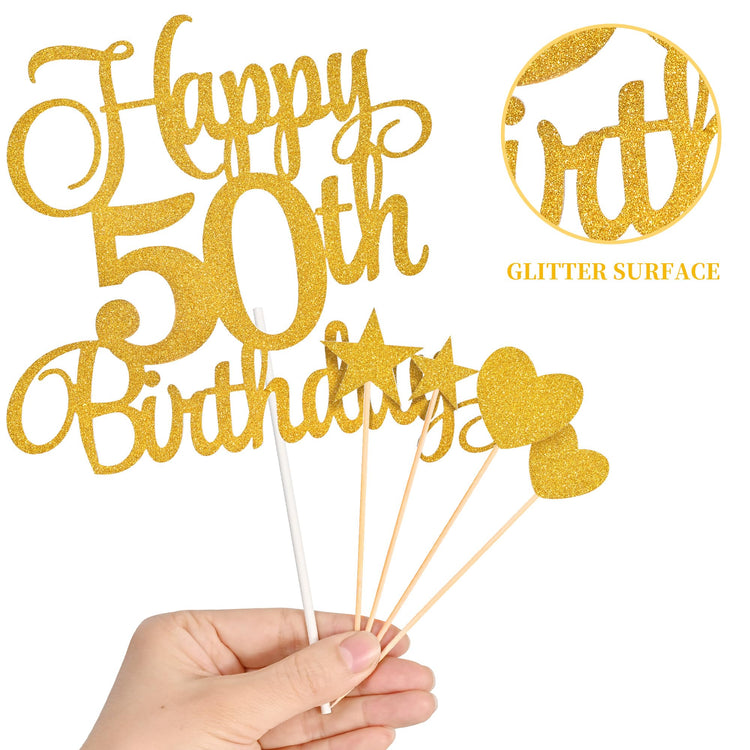 50th Birthday Cake Decorations (9 Count)