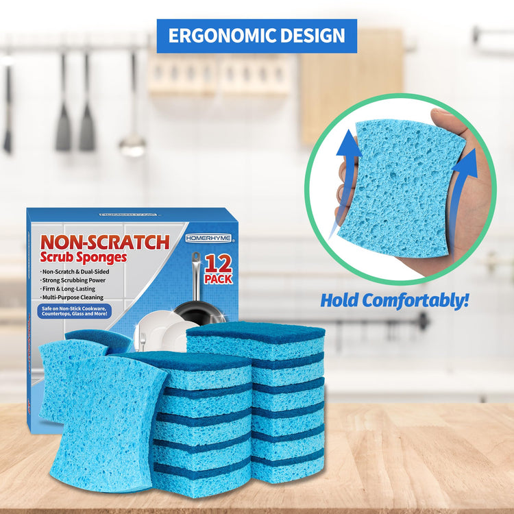 Non Scratch Cellulose Scrub Sponges 12 Pack (12 Count)