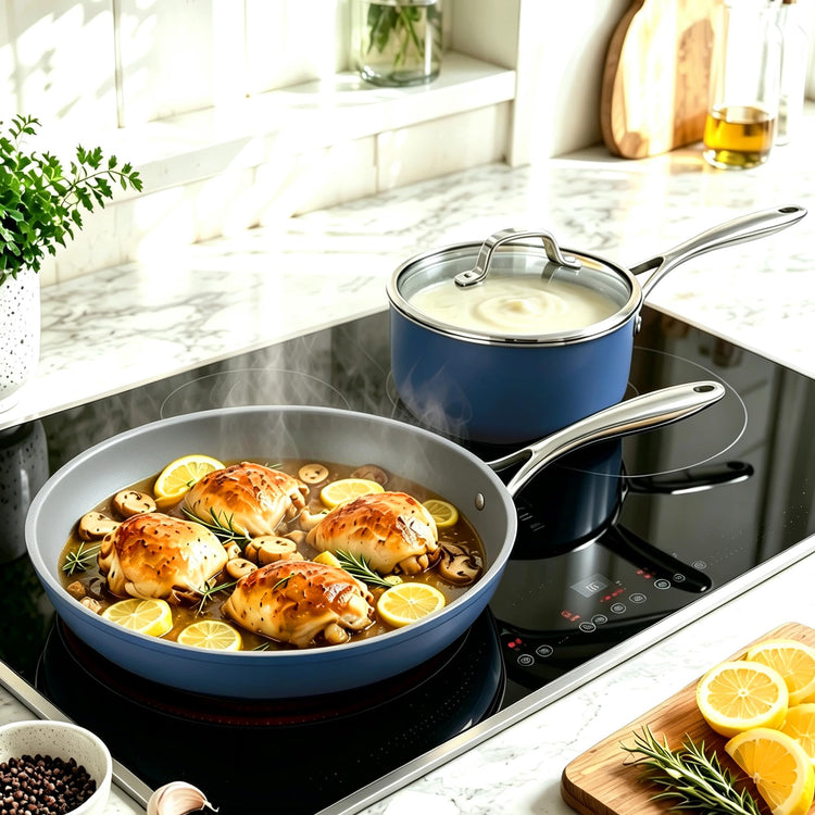 Blue 10 Piece Ceramic Cookware Set