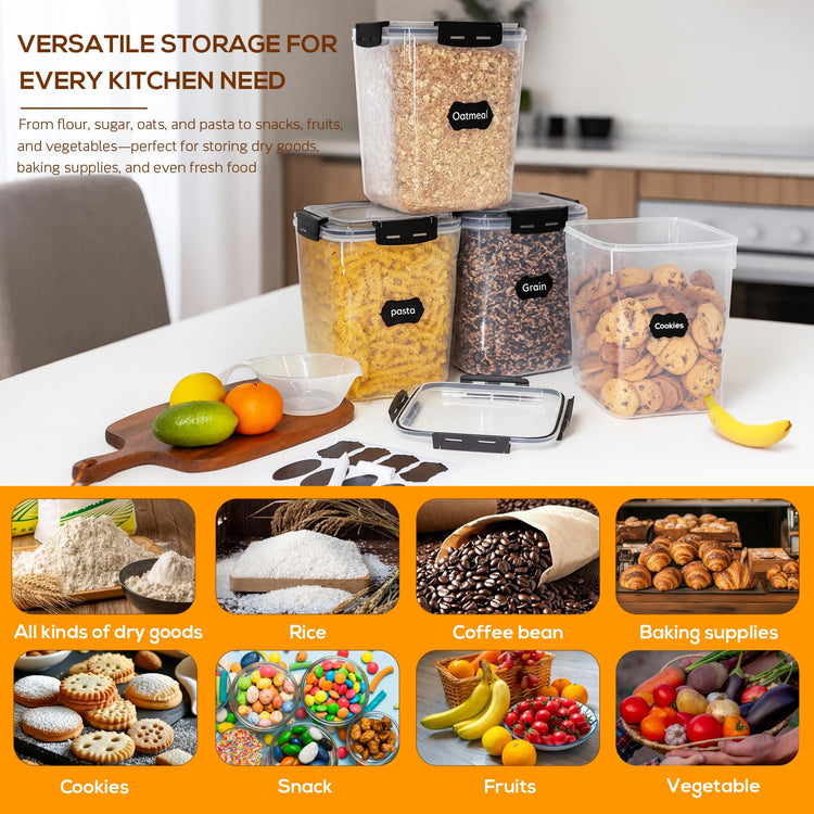 4 Pack 5.3L Thick Flour Sugar Storage Containers for Pantry (4 Count)