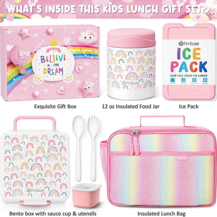 Kids Bento Snack Lunch Box with Thermo Insulated Toddler Lunch Bag