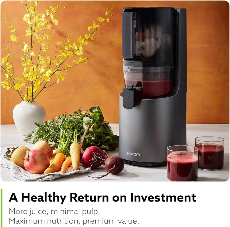Hurom H200 Renewed Easy Clean Slow Juicer, White | Hands-Free | Hopper Fits Whole Produce | Quiet Motor | BPA Free | Easy Assembly | Cold Press Masticating Juicer