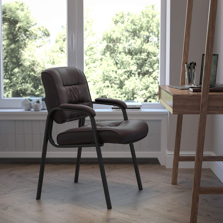 Haeger LeatherSoft Tufted Executive Reception Chair with Padded Armrests