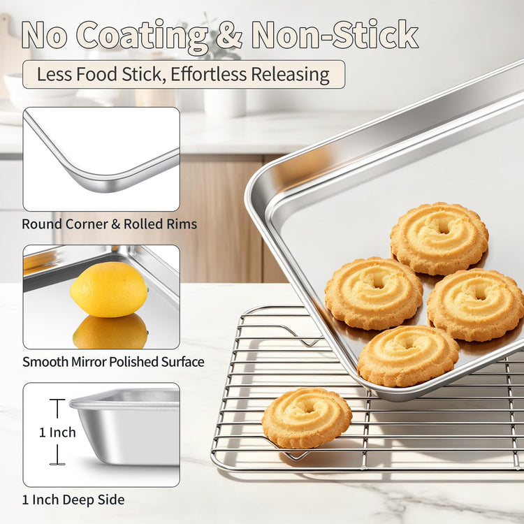 Stainless Steel Toaster Oven Pan with Rack Set