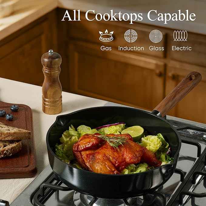 CAROTE ceramic cookware set,nonstick pots and pans,14PCS Non Toxic Healthy Non Stick Kitchen Cooking Pots and Frying Pans Set, PFAS PTFE Free